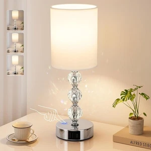 CRYSTEL TOUCH TABLE LAMP WITH 3 WAY DIMMABLE USB C+A CHARGE NO BULB *UNUSED* - Picture 1 of 4