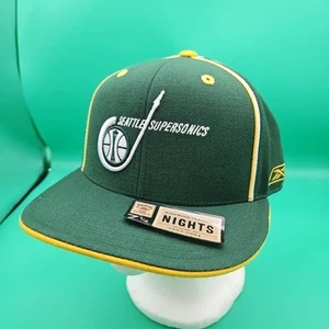 Vintage Seattle Supersonics Hat Reebok Fitted Size 7 1/4 Hardwood Classics Green - Picture 1 of 7
