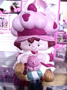 Vintage 1980s Strawberry Shortcake Doll With Custard The Cat Cookie Jar Rare - Picture 1 of 7