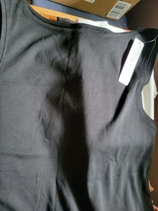 NWT Chico's Black Tank Top Size 3 (XL/16) 100% Cotton Boat neck Basic - Picture 1 of 3