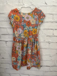 Carter's Kid Blue/Orange/Pink Floral Patterned Cotton Dress EUC Girl's 6/6X - Picture 1 of 9