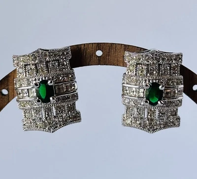 NADRI耳环新艺术风格装饰银色CZ水晶铺绿石 — 第 1/4 张图片