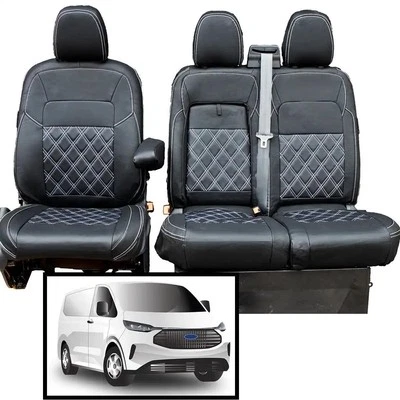 CAPAS DE ASSENTO PERSONALIZADAS FORD TRANSIT 2023, 2024, 2025 MK2 couro sintético + CAPA DE BANDEJA - Imagem 1 de 4