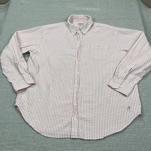 J. Peterman Let It Breathe Seersucker Shirt 100% Cotton Pink Striped Size XL - Picture 1 of 8