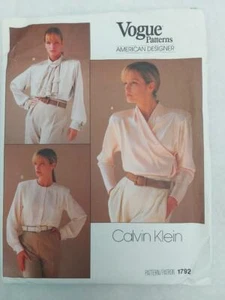Vogue 1792 Vintage Misses Calvin Klein Blouse Pattern Size 10   1986 - Bild 1 von 2