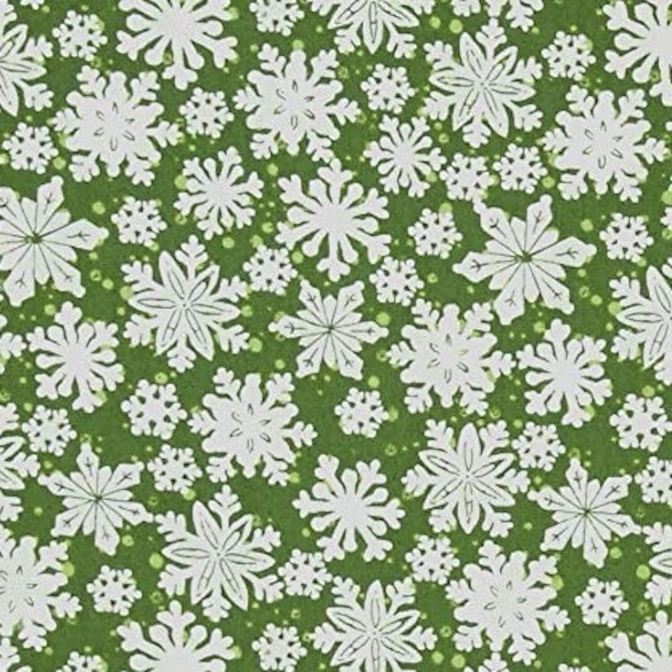 Christmas Imagine Snowflakes Green 100% Cotton Fabric by The Yard - Image 1 of 1