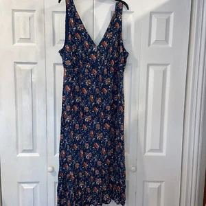 New LOFT Women's XXL Floral Flutter Midi Dress Blue Hippie, Fairy Boho #e28 - Picture 1 of 16