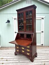 Councill Craftsmen Mahogany Chippendale Block Front Secretary with Book Case Top