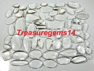 250 CT WHOLESALE LOT NATURAL TRANSPARENT CRYSTAL QUARTZ CABOCHON LOOSE GEMSTONE - Picture 1 of 4