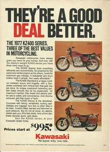 Kawasaki KZ400 1977 motocicleta vintage anuncio impreso años 70 - Imagen 1 de 1