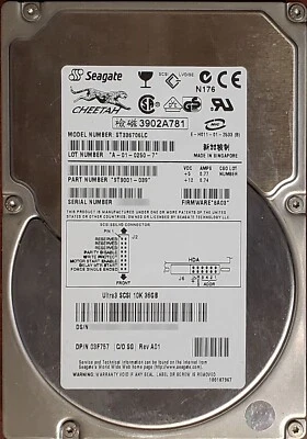 Dell 03F757 Seagate ST336706LC 3.5" 36.7GB Cheetah SCSI SCA Hard Drive FW 8A03 - Image 1 of 2
