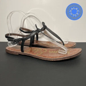 Womens SAM EDELMAN Gigi Black T Strap Sandals / Size 8 Medium - Picture 1 of 8