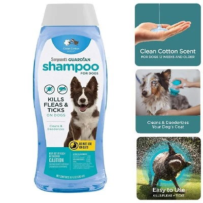 Dog Flea And Tick Treatment Shampoo With Scent Clean Cotton For Dogs 18 Ounces - Image 1 of 4