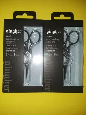 (2) TWO GINGHER STORK EMBROIDERY SCISSORS 3.5 IN.~BRAND NEW BOXES~BID@$14.99 - Image 1 of 3