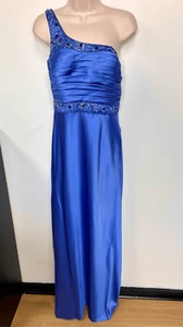 Adrianna Papell Womens Periwinkle Blue Beaded One Shoulder Evening Gown Size 6 - Picture 1 of 16