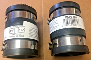 Lot of 2 PIPECONX 1-1/2 x 1-1/2" Flexible PVC / Cast Iron Coupler P/N: ML56-150 - Picture 1 of 4