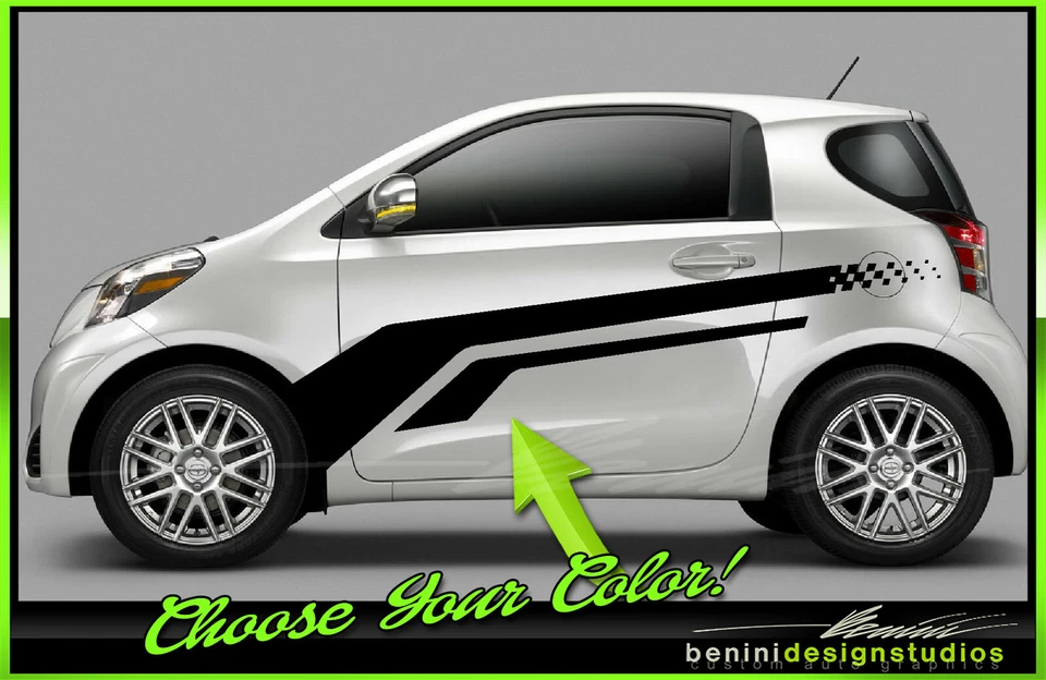 Calcomanía de vinilo gráficos rayas laterales de carreras se adapta - Scion Iq 2012-2015  Foto 1 de 2