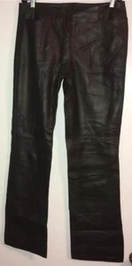 Vintage 1980's-1990's Max Studio Brown 100% Genuine Leather Pants  4 - Picture 1 of 6