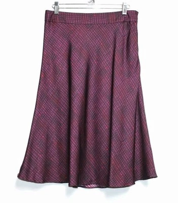 MARTIN + OSA - 4 (S) - Falda Roja Granate Geométrica 100% Seda Hasta la Rodilla Línea A Foto 1 de 3