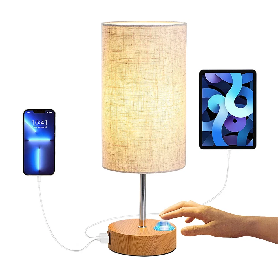 iMountek 3-Way Dimmabl Touch Sensor Control Table Lamps Dual USB Ports Bedroom