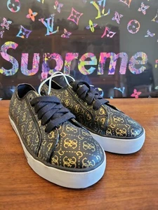 GUESS Logo Signature Black Leather Low Top Sneaker Tennis SHOES Mens Sz 6 - Picture 1 of 13