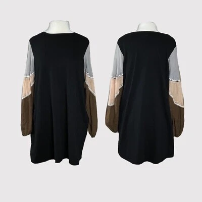 UMGEE Black Sweater Balloon Sleeve Dress Pockets Womens Medium - Image 1 of 4