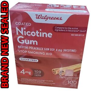 Nicotine Walgreens  Gum Stop Smoking Aid, 4mg,100pcs,Cinnamon Flavor Ex2024