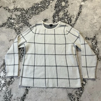 J Jill Wearever Sweater Womens Size L White Black Check Windowpane Plaid Soft - Image 1 of 4