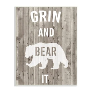 Grin and Bear It Phrase rustikales Tier Wortspiel Wandrelief, 10 x 15, hellbraun - Bild 1 von 5