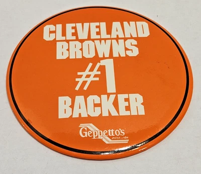Cleveland Browns Vintage 90s Huge 6” Button #1 Backer Geppetto's NFL Ohio - Image 1 of 4
