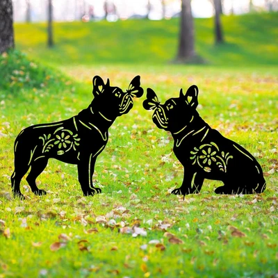 Bulldog Dog Metal Decor for Outside,Garden Stakes Decorative Dog Gifts for Women - Image 1 of 4
