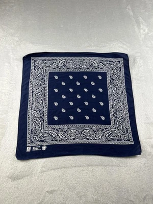 Pañuelo Bandana Paris Vintage Azul Marino Paisley Todo Algodón Hecho en EE. UU. 90s Foto 1 de 4