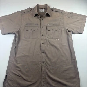 Fox Fire Safari Travel Shirt Mens XL Brown Cotton with Zip Pockets Button up - Picture 1 of 9