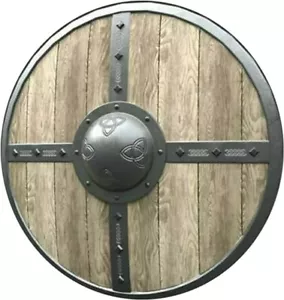 Medieval Viking Shield Wood & Steel LARP SCA Warrior Shield For Cosplay & Decor - Picture 1 of 3