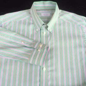 Camisa contemporánea Eton of Sweden para hombre 16-1/2 42 cm rayas verdes LS abotonada - Imagen 1 de 6