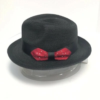Sombrero y sombrero Steven Land para hombre negro Fedora banda rojo estrás arco talla mediana Foto 1 de 4