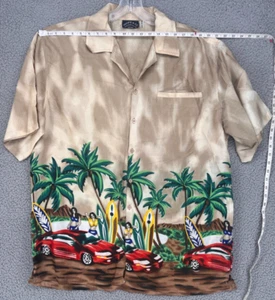 Pacific & Co Men's Hawiian Button Down Shirt Girls and Cars Size XL - Picture 1 of 15