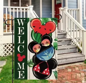 New Welcome summer Mickey Mouse Garden Flag Disney Minnie Mouse double sided - Picture 1 of 4