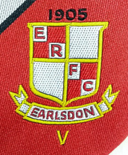 Earlsdon FC Erfc Rouge Noir Gris / Blanc Rayé Satin Polyester Cravate Charnwood
