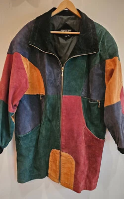 Abrigo Chaqueta Pelle New York Milano Vintage Color Block Gamuza Para Mujer Talla Grande Foto 1 de 4