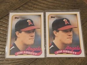 Lot Of (2) 1989 Topps Traded #2T Jim Abbott RC California Angels Nmmt - Picture 1 of 3