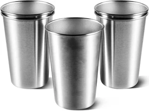 5 Pack 16 Ounce Stainless Steel Pint Cups 5 Count (Pack of 1), silverv - Picture 1 of 8