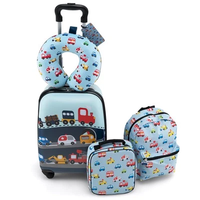 5 PCS Kids Luggage Set w/ Backpack Neck Pillow Luggage Tag Lunch Bag Wheels - Image 1 of 4
