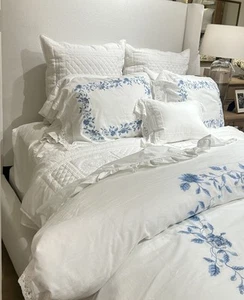 NEU Pottery Barn LOVE SHACK AUSGEFALLEN King/Groß Bettbezug & 2 Euro Kissenbezüge Blau Rose NEU - Bild 1 von 11