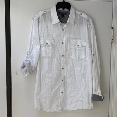 ¡Camisa para hombre INC International Concepts 100 % algodón blanco perla botones talla XL! Foto 1 de 4