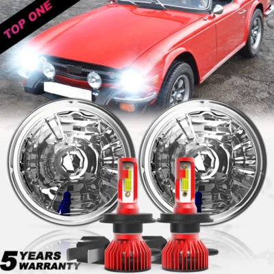 Pair DOT 7 inch LED Headlight Hi/Lo Beam Sealed Lamp For Triumph TR6 1969-1976 Foto 1 de 4