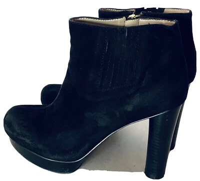 B MAKOWSKY VIENNA Mujer Tacón Alto Botín Negro Gamuza 8M Usado en Excelente Condición Foto 1 de 4