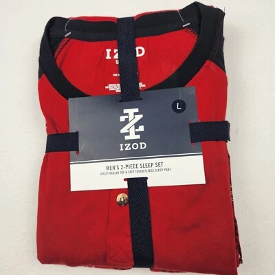 Conjunto de pijama masculino Izod 2 peças para dormir, tamanho grande, novo em folha! - Imagem 1 de 4