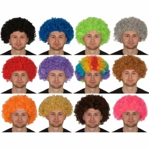LOCKIGE AFRO PERÜCKEN 12 FARBEN FUNKY 70ER DISCO CLOWN UNISEX HERREN DAMEN KOSTÜM - Bild 1 von 2