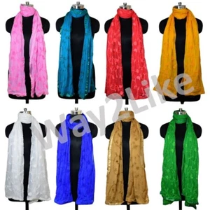 Women Indian Traditional Embroidered Chiffon Dupatta Fancy Stole Scarf Partywear - Picture 1 of 86